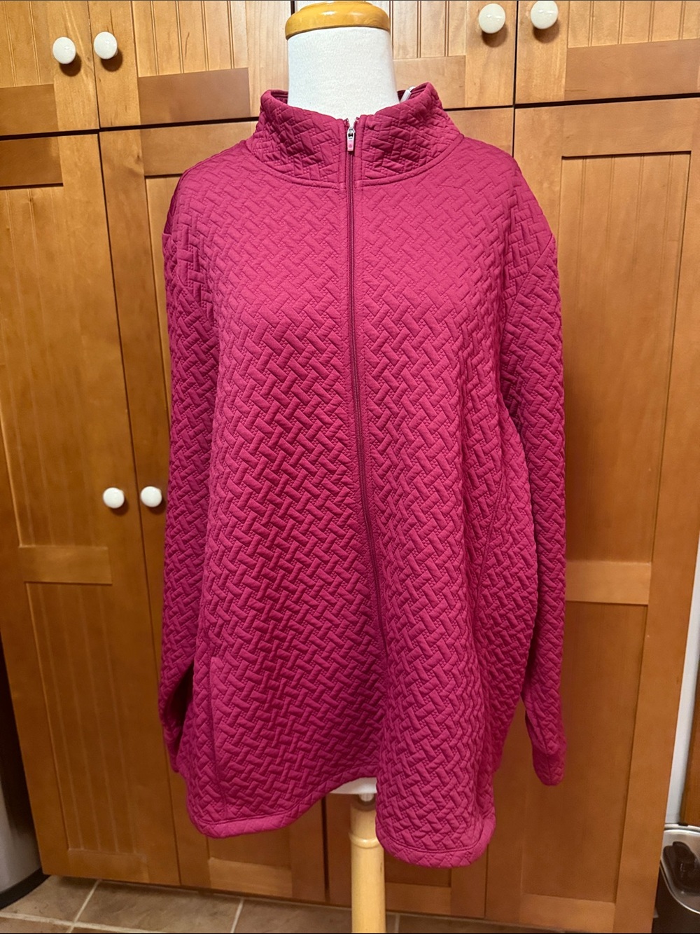 Lady Hagen Quilted Half-Zip Pullover in Deep Raspberry